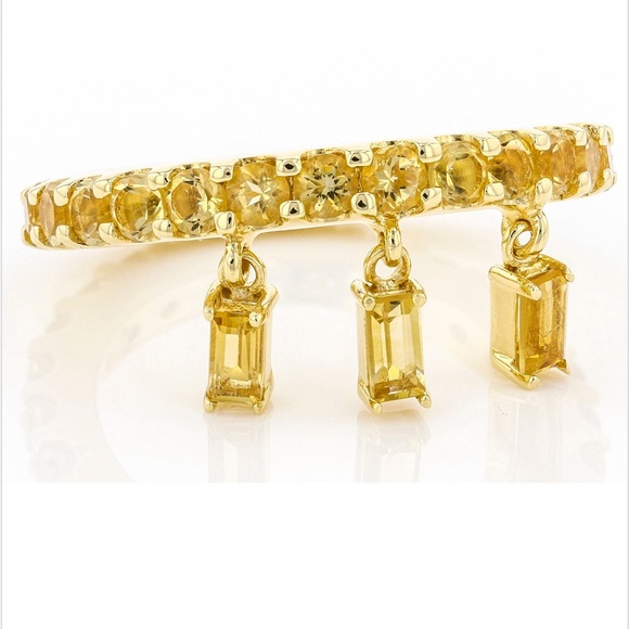 Yellow Citrine 3-Charm Ring 1.73ctw Brazilian mined Citrine - Picture 2 of 6